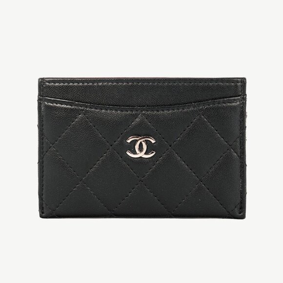 Chanel Black Lambskin Leather Quilted CC Card Holder - Picture 1 of 10